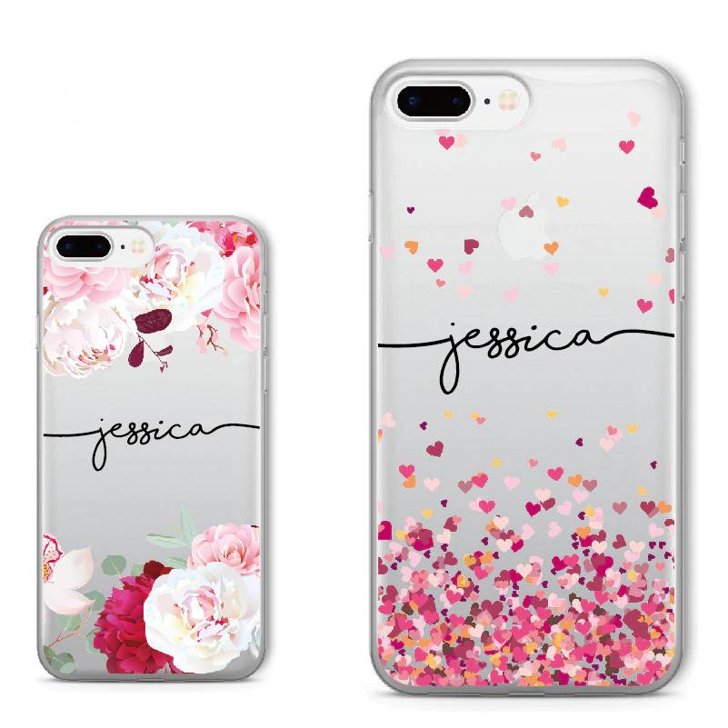 Personalized Custom Name Text Floral Soft Clear Phone Case For iPhone 12 13 Mini XS 7 7Plus 8 8Plus X 11 Pro Max